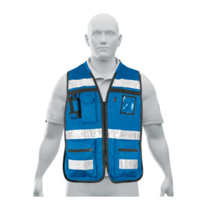 Chaleco brigadista con cintas reflejantes, color azul rey