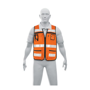 Chaleco brigadista con cintas reflejantes, color naranja