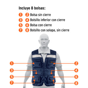 Chaleco brigadista reforzado, azul marino, G, TRUPER EXPERT - Imagen 3