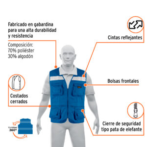 Alternative view of Chaleco brigadista reforzado, azul rey, G, TRUPER EXPERT