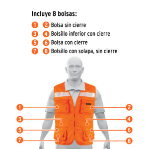 Chaleco brigadista reforzado, naranja, G, TRUPER EXPERT - Imagen 3