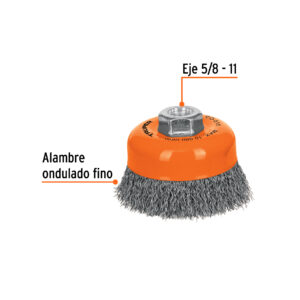 Alternative view of Carda copa 4' alambre ondulado fino, eje 5/8'-11, TRUPER