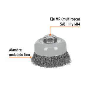 Alternative view of Carda copa 4' alambre ondulado fino, Multi-rosca, TRUPER