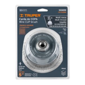 Carda copa 5' alambre ondulado fino, Multi-rosca, TRUPER - Imagen 4