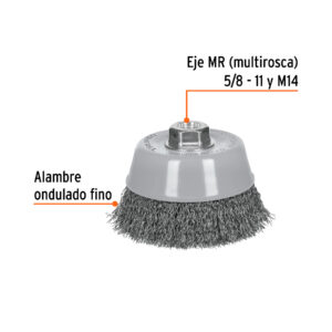 Alternative view of Carda copa 5' alambre ondulado fino, Multi-rosca, TRUPER