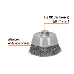 Alternative view of Carda copa 5' alambre ondulado grueso, Multi-rosca, TRUPER