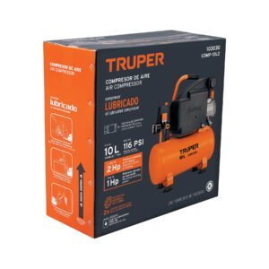 Compresor lubricado, 10L, 2 HP, horizontal, 127V, TRUPER - Imagen 3