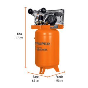 Alternative view of Compresor lubricado, de banda, 120L, 4HP, vert, 220V, TRUPER