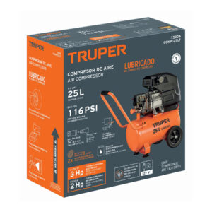 Compresor lubricado, 25L, 3HP, horizontal, 127V, TRUPER - Imagen 3