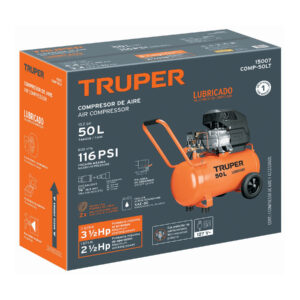 Compresor lubricado, 50L, 3-1/2HP, horizontal, 127V, TRUPER - Imagen 3
