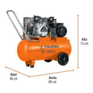 Alternative view of Compresor lubricado, de banda, 60L, hor, 4HP, 127V, TRUPER