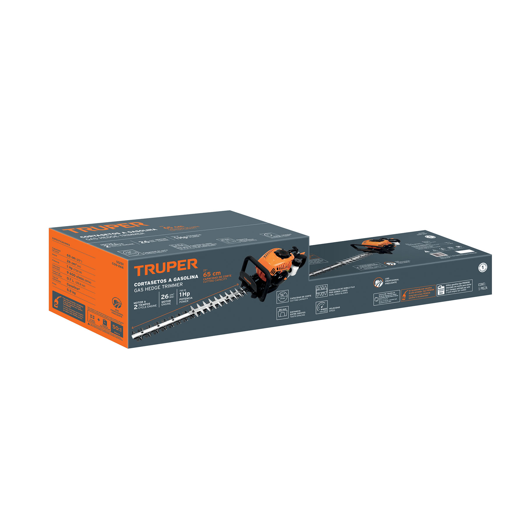Cortasetos con motor a gasolina 26 cc, profesional, TRUPER - Imagen 7