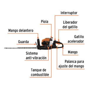 Cortasetos con motor a gasolina 26 cc, profesional, TRUPER - Imagen 3