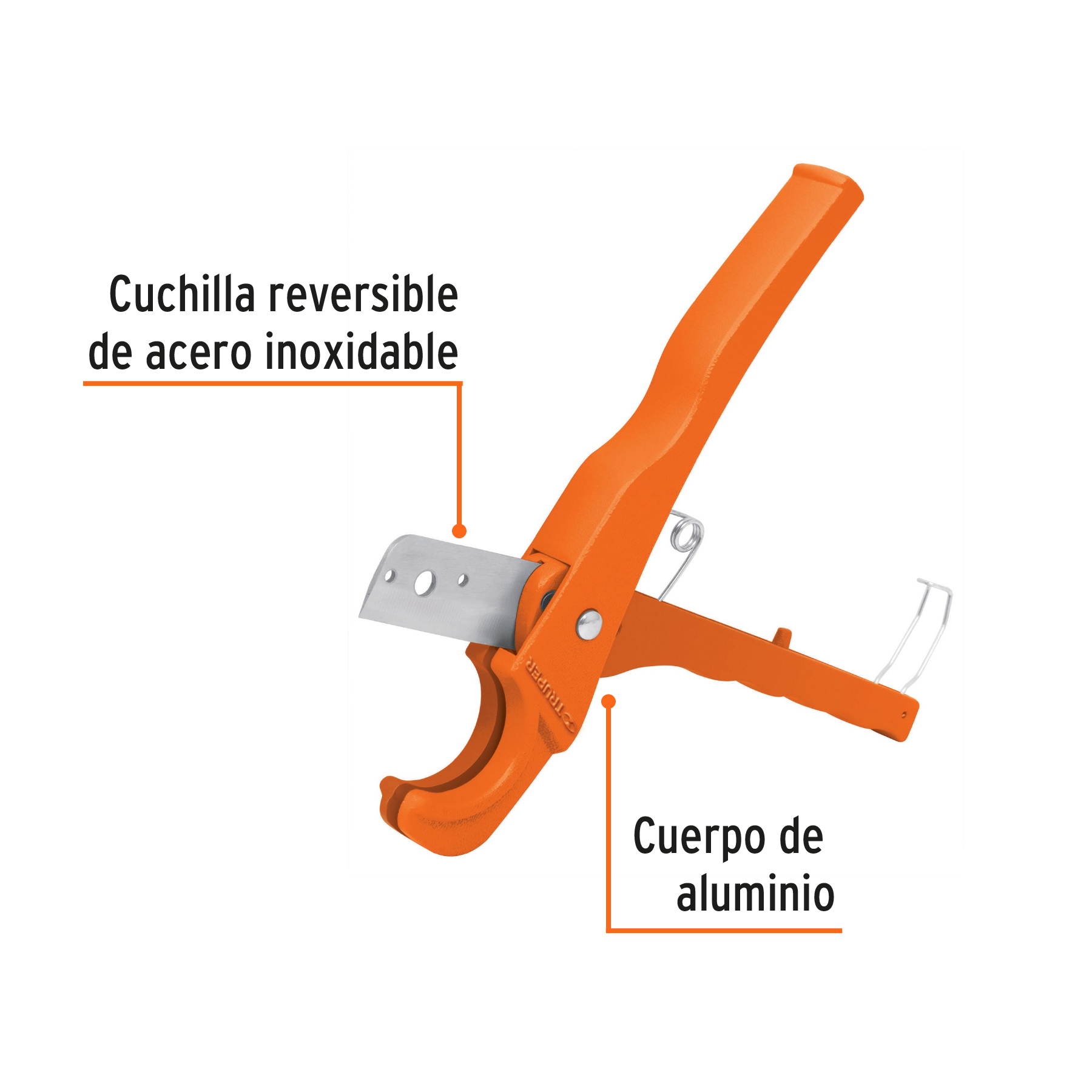 Cortador de tubo plástico, corte 3/4' (19 mm), TRUPER - Imagen 2