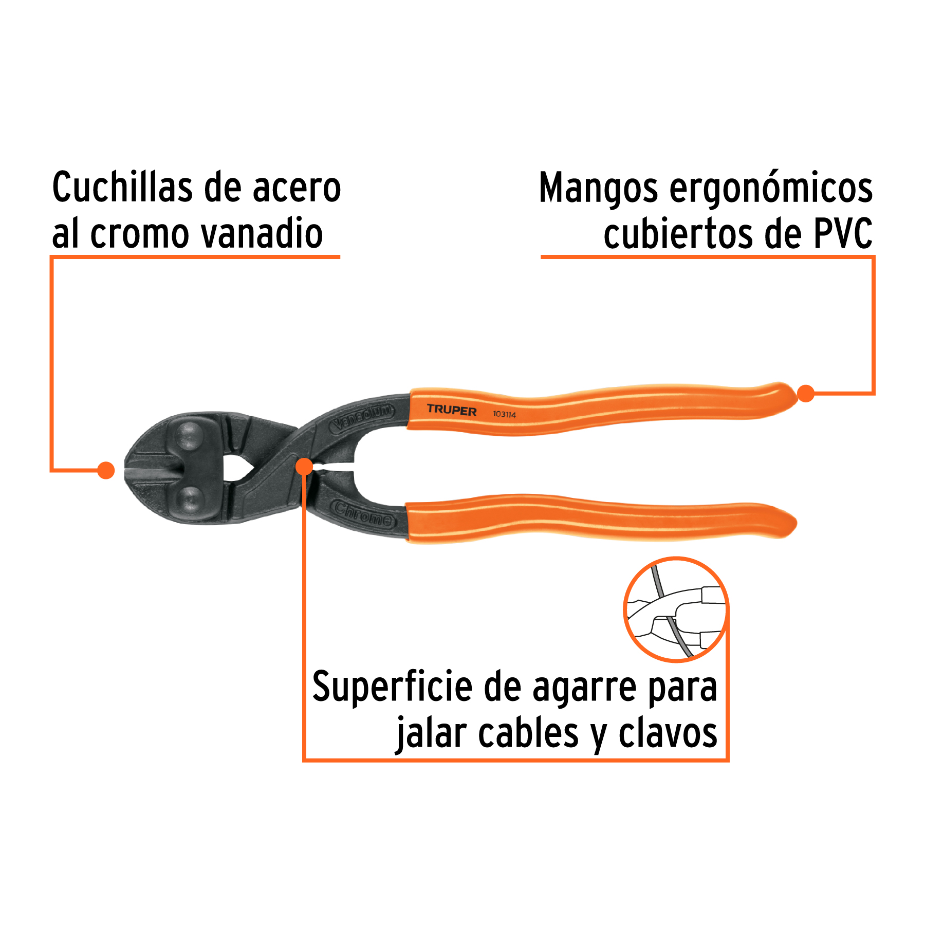 Cortapernos 8', profesional, a una mano, TRUPER - Imagen 2