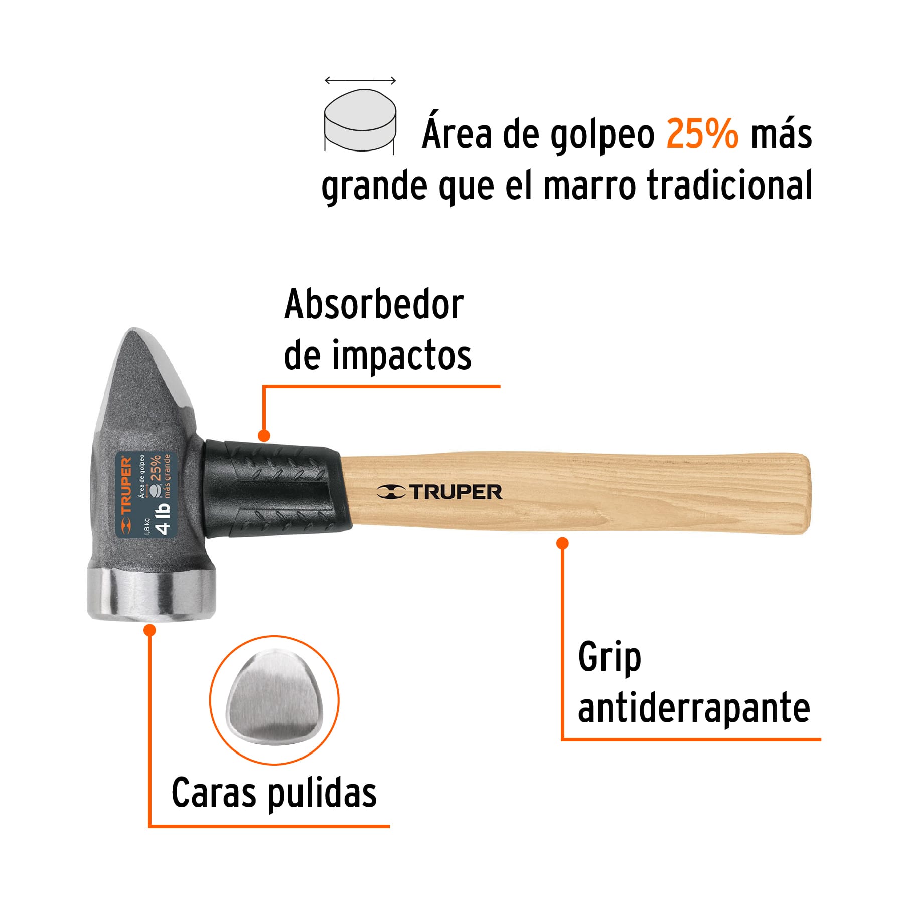 Marro para herrería 4 lb mango 12', TRUPER - Imagen 2