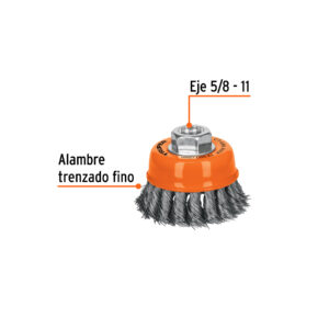 Alternative view of Carda copa 3' alambre trenzado fino, eje 5/8'-11, TRUPER