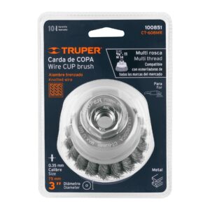 Carda copa 3' alambre trenzado fino, Multi-rosca, TRUPER - Imagen 4