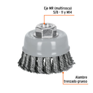 Alternative view of Carda copa 3' alambre trenzado grueso, Multi-rosca, TRUPER