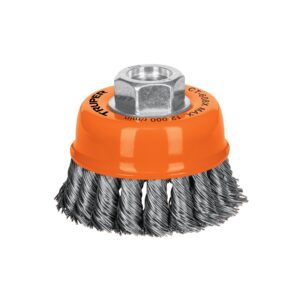 Carda copa 3' alambre trenzado grueso, eje 5/8'-11, TRUPER