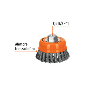 Alternative view of Carda copa 4' alambre trenzado fino, eje 5/8'-11, TRUPER