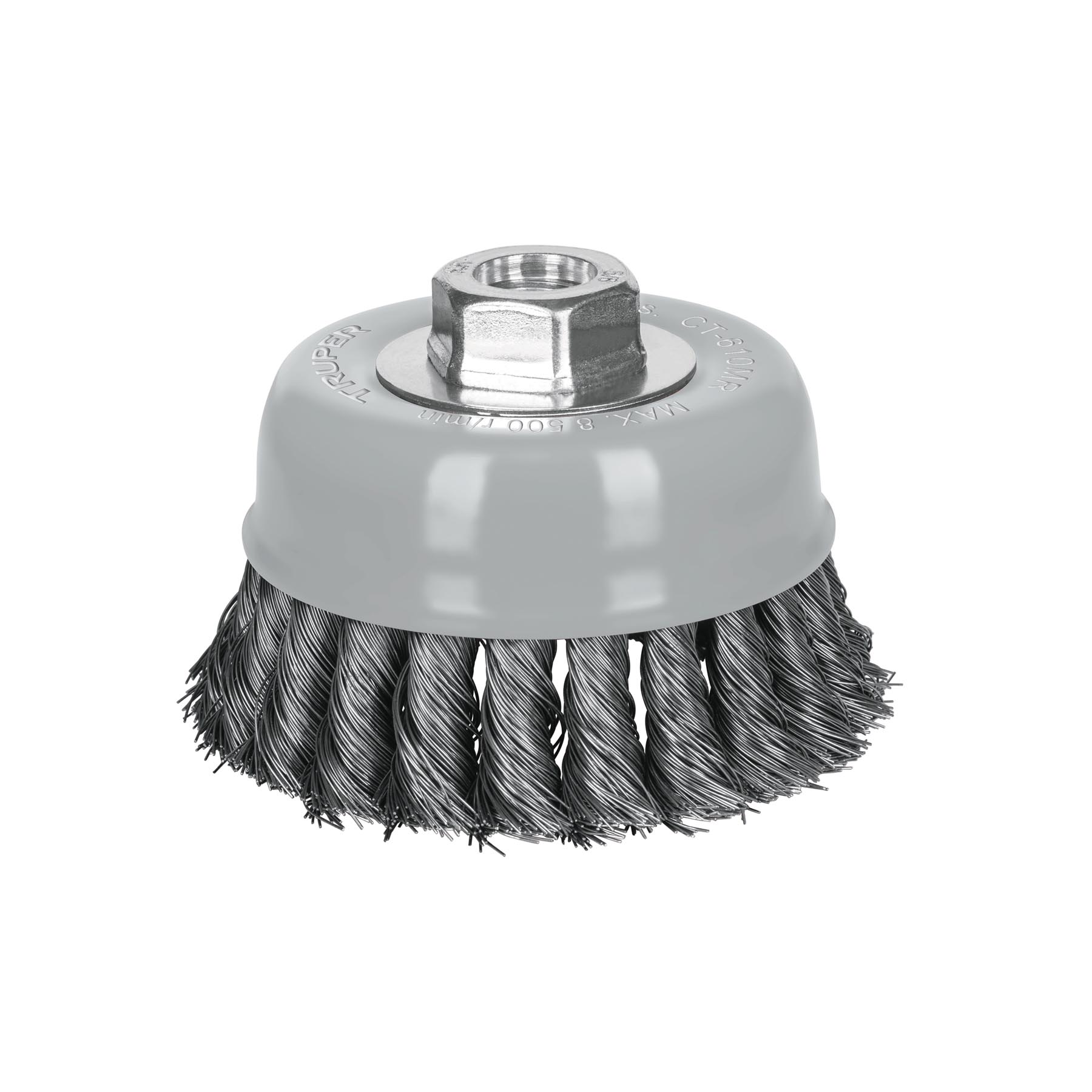 Carda copa 4' alambre trenzado fino, Multi-rosca, TRUPER