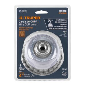 Carda copa 4' alambre trenzado fino, Multi-rosca, TRUPER - Imagen 4
