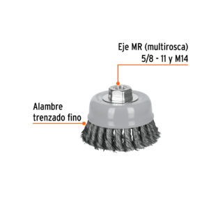 Alternative view of Carda copa 4' alambre trenzado fino, Multi-rosca, TRUPER