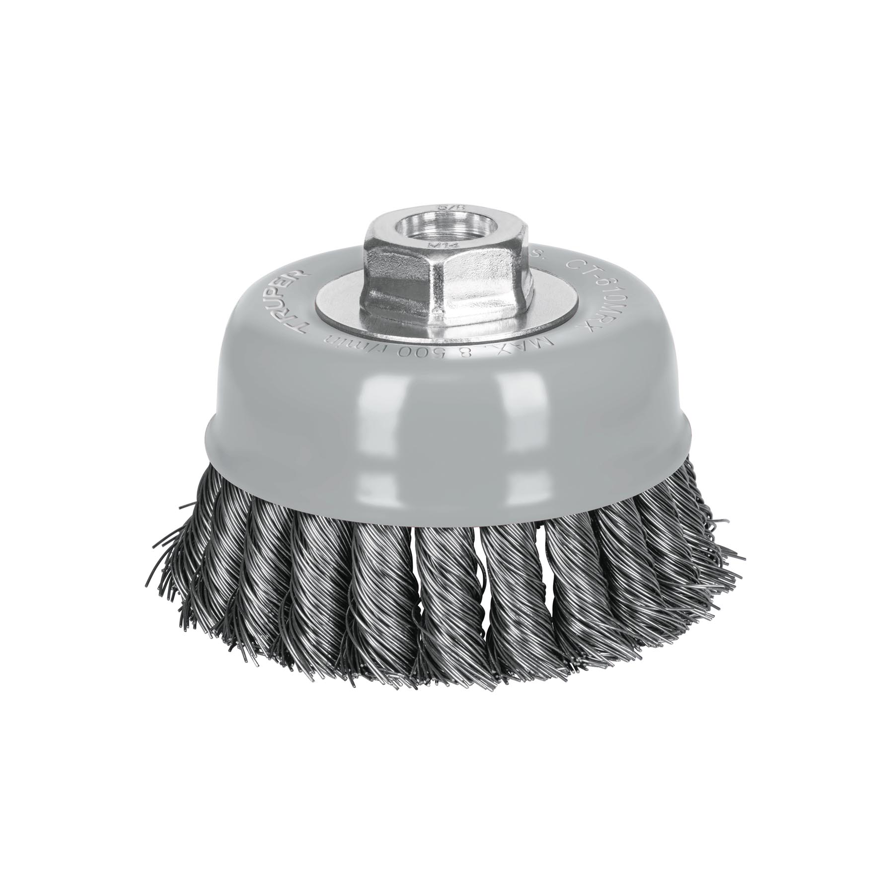 Carda copa 4' alambre trenzado grueso, Multi-rosca, TRUPER