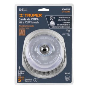 Carda copa 5' alambre trenzado fino, Multi-rosca, TRUPER - Imagen 4