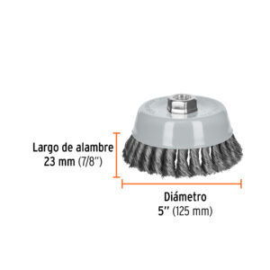 Carda copa 5' alambre trenzado fino, Multi-rosca, TRUPER - Imagen 3