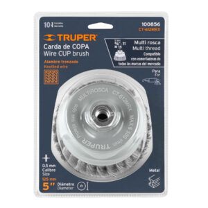 Carda copa 5' alambre trenzado grueso, Multi-rosca, TRUPER - Imagen 4