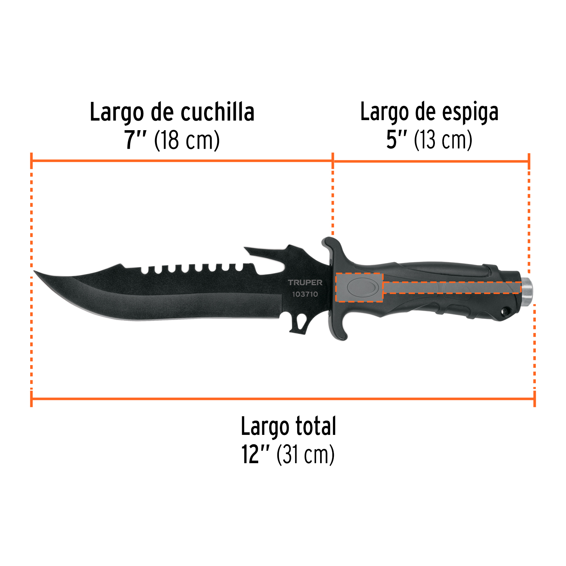 Cuchillo táctico para campismo 7', TRUPER - Imagen 3