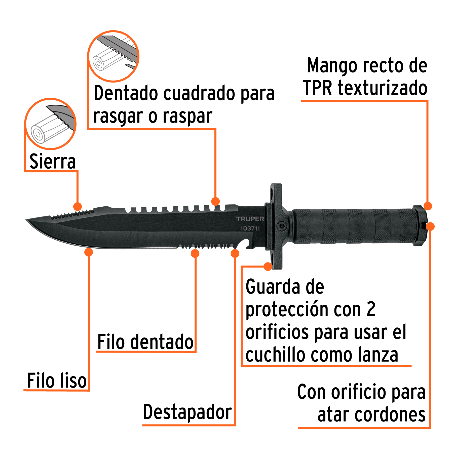 Cuchillo táctico de monte 8', TRUPER - Imagen 2