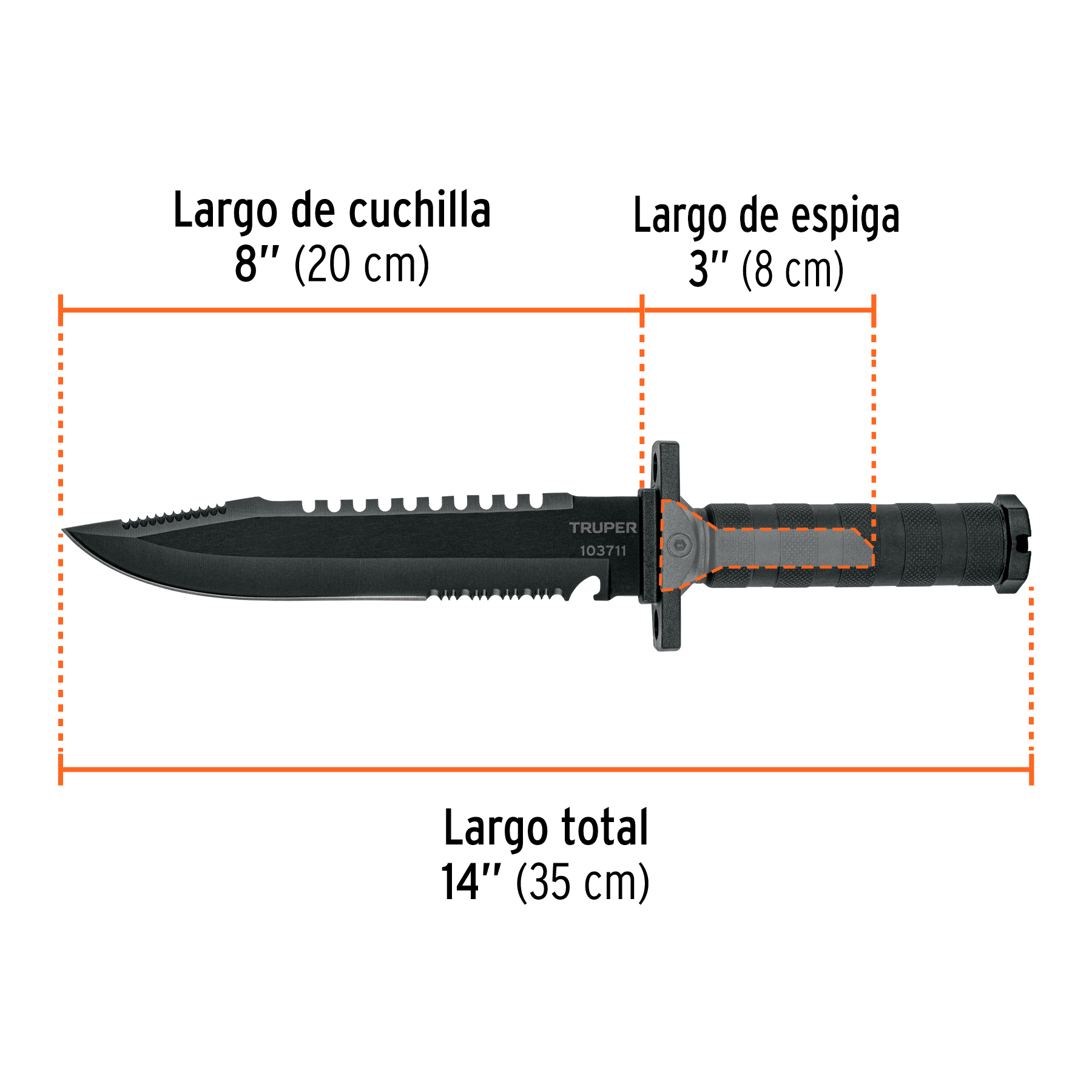 Cuchillo táctico de monte 8', TRUPER - Imagen 3