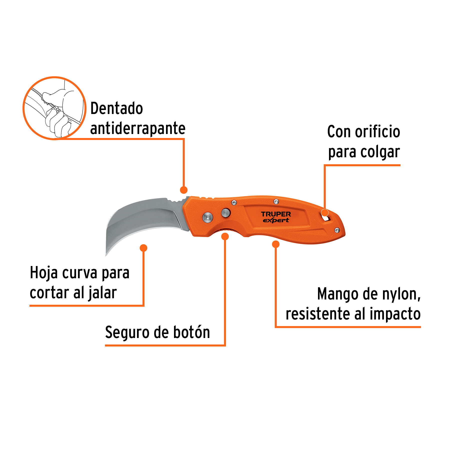 Cuchillo abatible 7' para linóleo con mango de nylon, EXPERT - Imagen 2