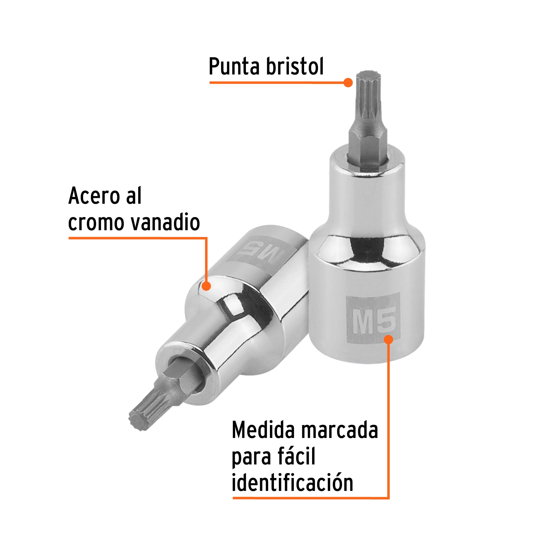 Dado punta corta bristol M5, cuadro 1/2', TRUPER - Imagen 2
