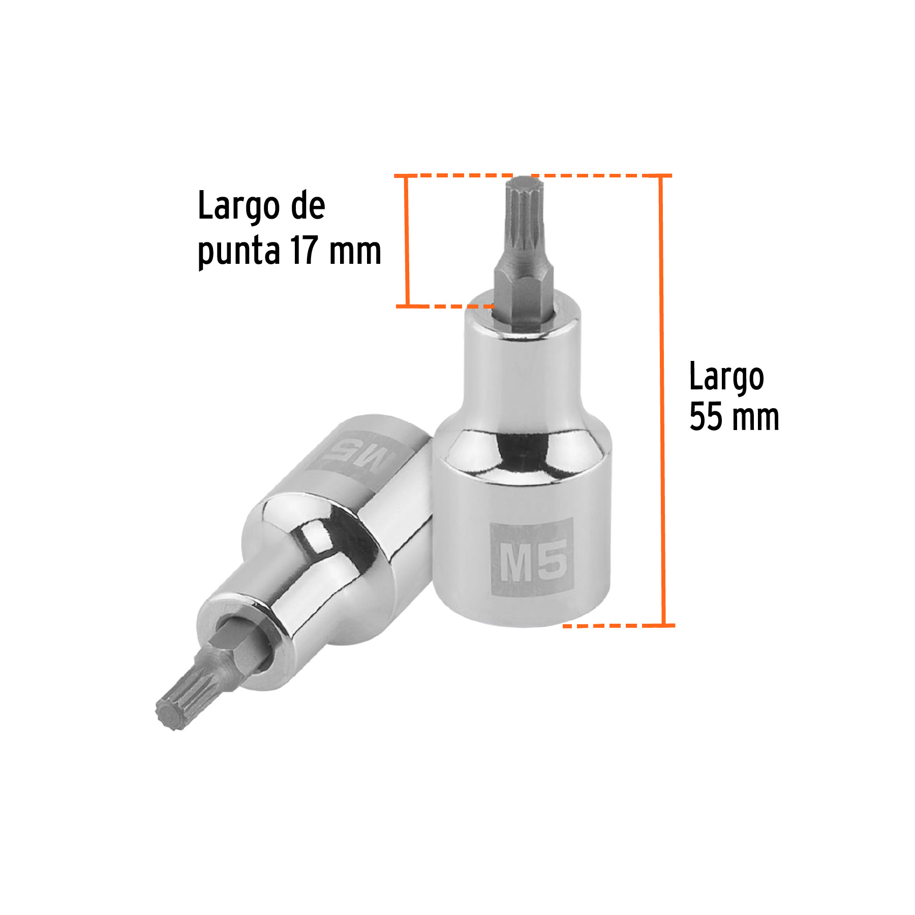 Dado punta corta bristol M5, cuadro 1/2', TRUPER - Imagen 3