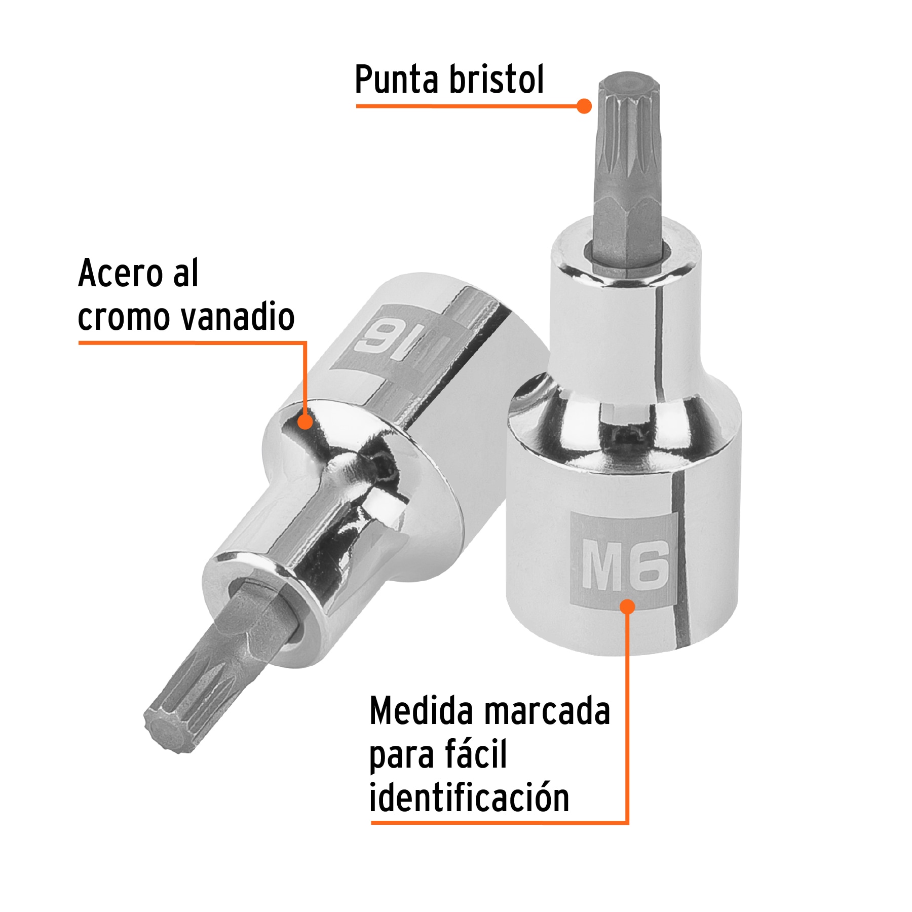 Dado punta corta bristol M6, cuadro 1/2', TRUPER - Imagen 2