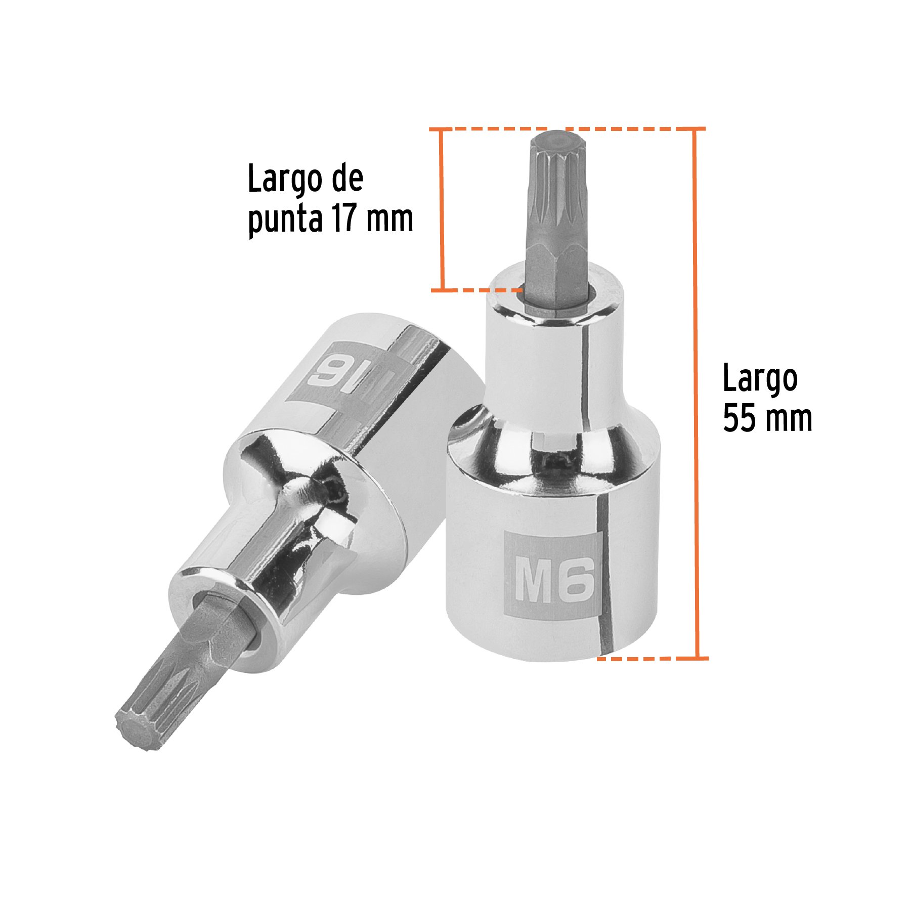 Dado punta corta bristol M6, cuadro 1/2', TRUPER - Imagen 3