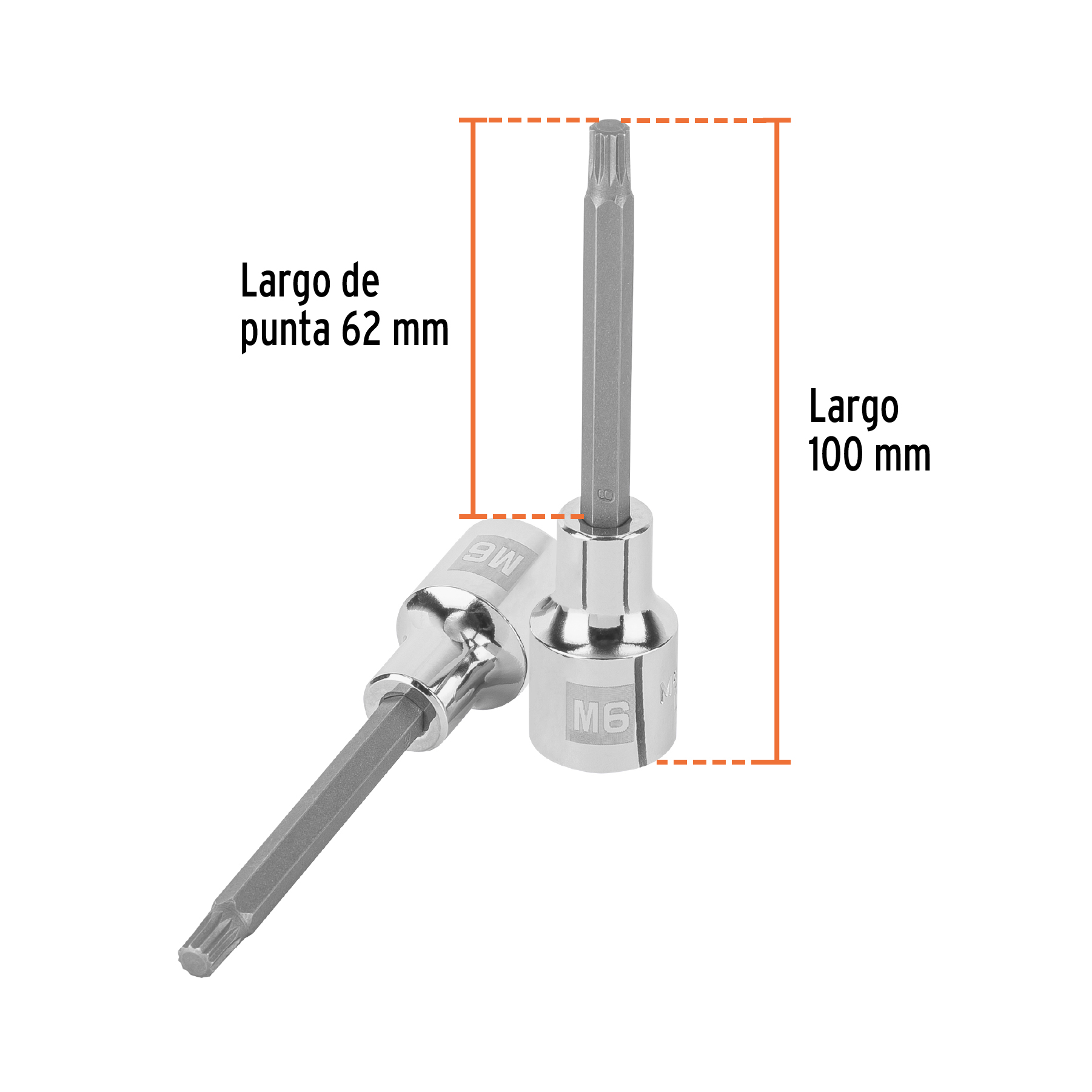 Dado punta larga bristol M6, cuadro 1/2', TRUPER - Imagen 3