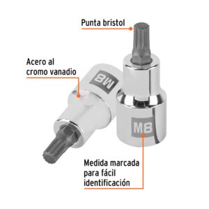 Alternative view of Dado punta corta bristol M8, cuadro 1/2', TRUPER