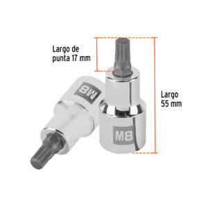 Dado punta corta bristol M8, cuadro 1/2', TRUPER - Imagen 3