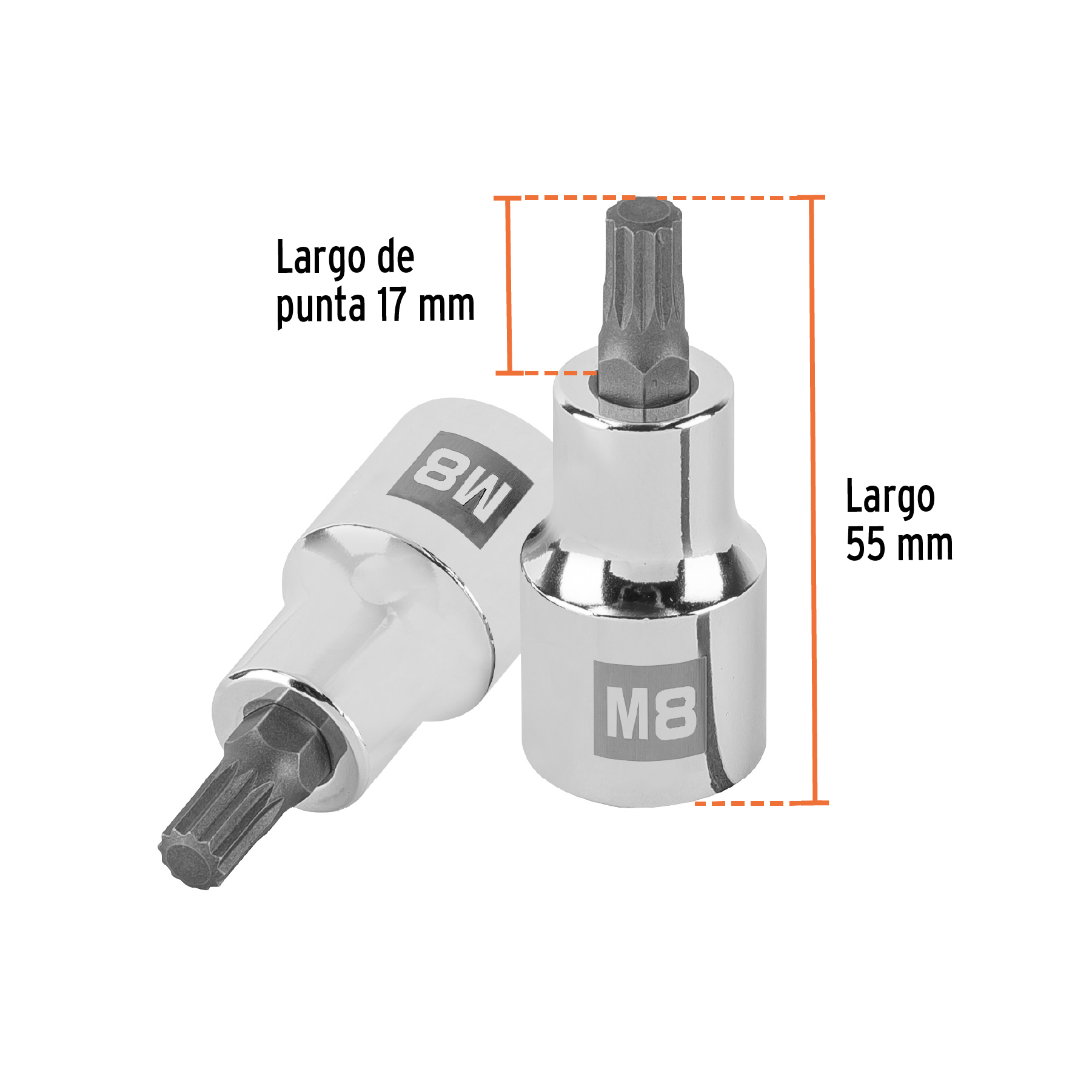 Dado punta corta bristol M8, cuadro 1/2', TRUPER - Imagen 3