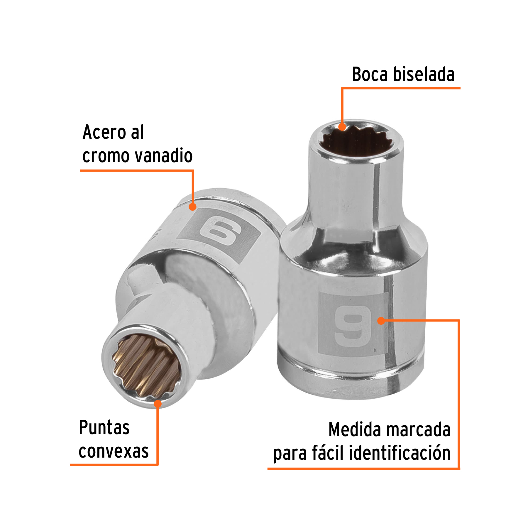 Dado de 9 mm, 12 puntas, cuadro 1/2', TRUPER - Imagen 2