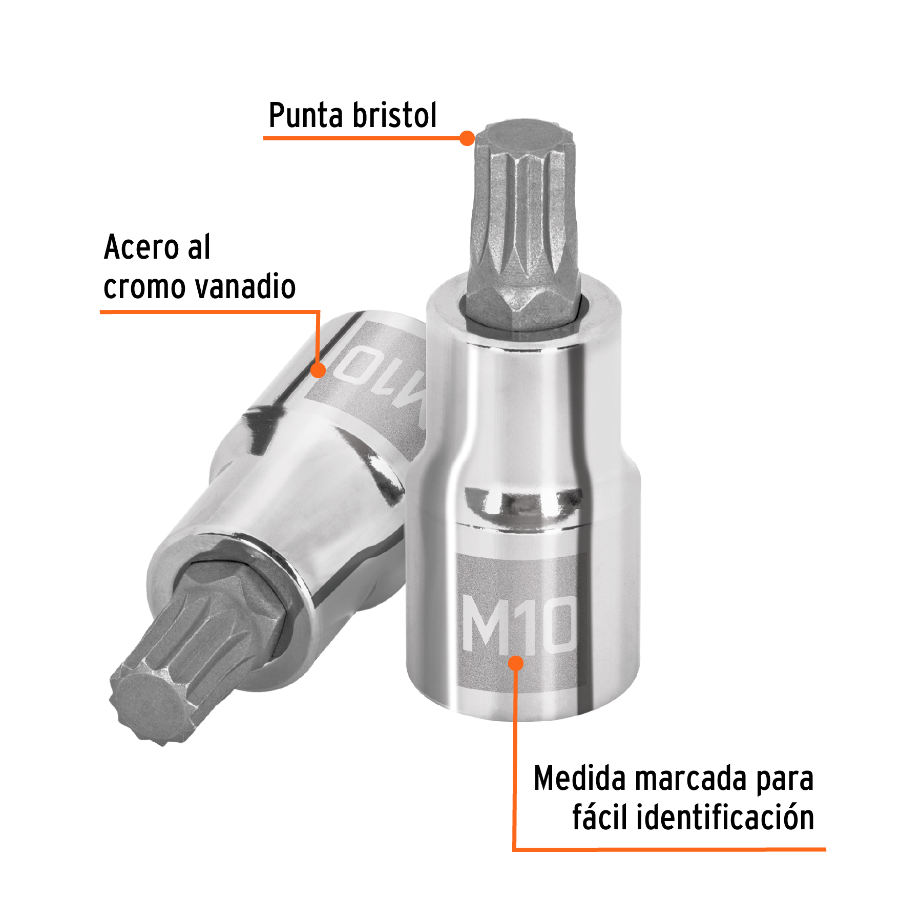 Dado punta corta bristol M10, cuadro 1/2', TRUPER - Imagen 2