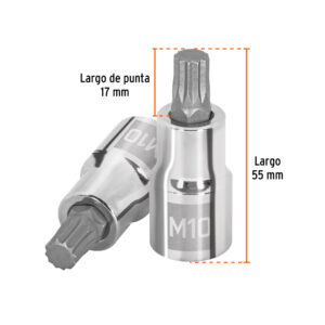 Dado punta corta bristol M10, cuadro 1/2', TRUPER - Imagen 3