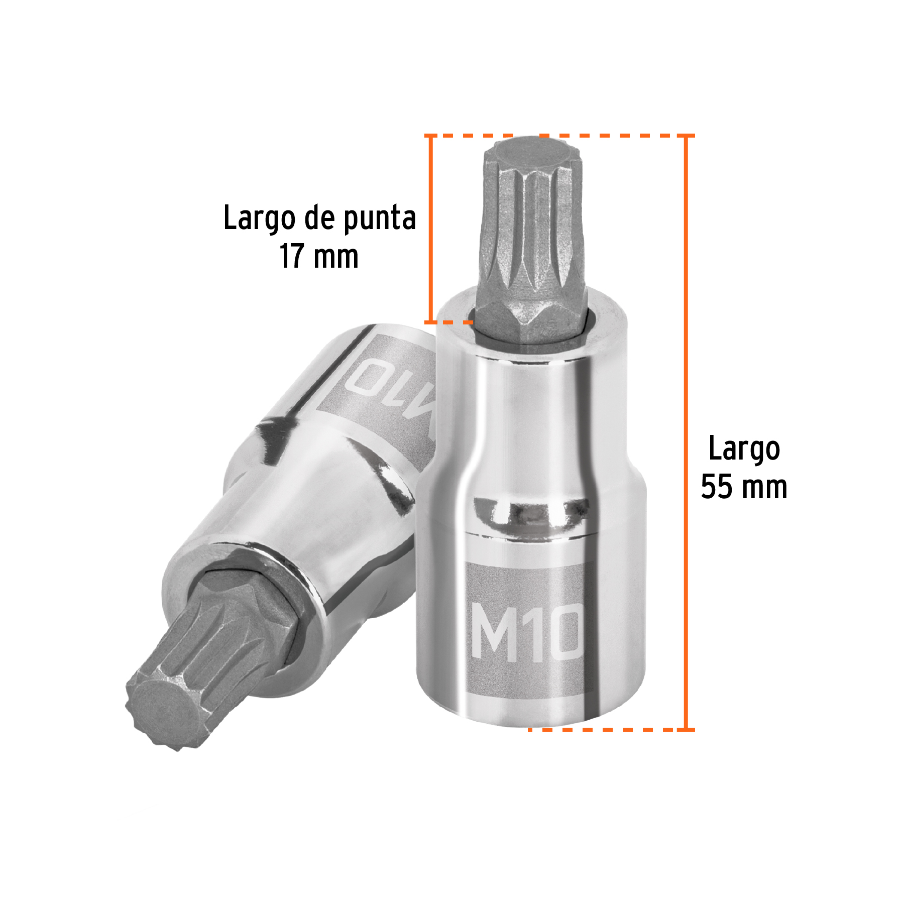 Dado punta corta bristol M10, cuadro 1/2', TRUPER - Imagen 3