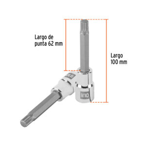 Dado punta larga bristol M10, cuadro 1/2', TRUPER - Imagen 3