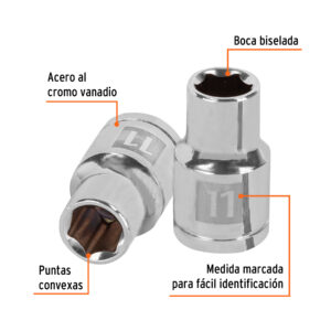 Alternative view of Dado de 11 mm, 6 puntas, cuadro 1/2', TRUPER
